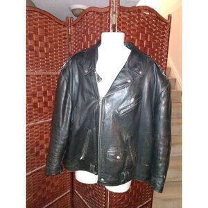 Vintage Bristol Leather Motorcycle Jacket Men's Size 58 Biker Black